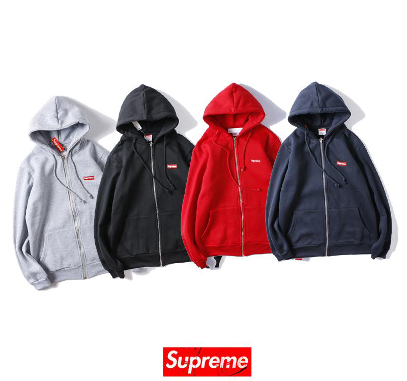 supreme 4 colors grey blue red black hoodie small box logo